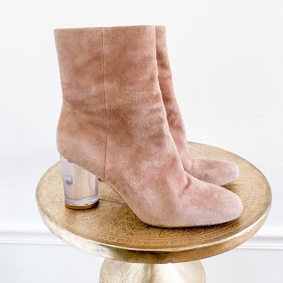 Jessica Simpson Shoes - Jessica Simpson Suede Clear Heel Booties